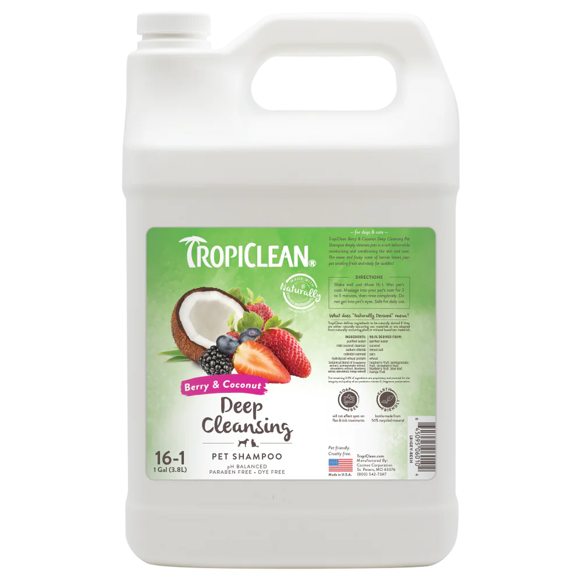 TropiClean Berry & Coconut Deep Cleansing Shampoo for Pets - 1 Gallon