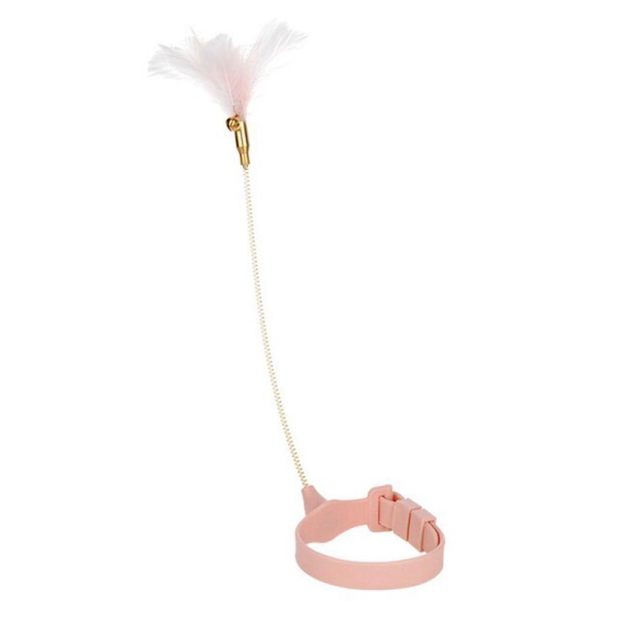 Funny Cat Collar Toy Feather Teaser Stick Interesting Automatic Cat Toy Foot Interactive Cats Teaser Feather Kitten Toys - Metal head | United States