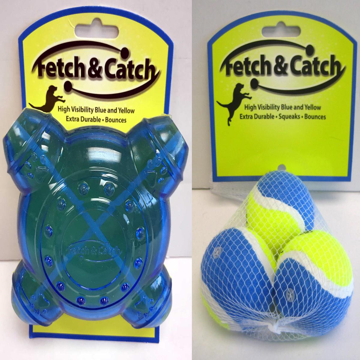 *SPECIAL* "Fetch & Catch" Durable Treat Dispenser Dog Toy & "Fetch & Catch" Set of 3 Balls (Small Size)