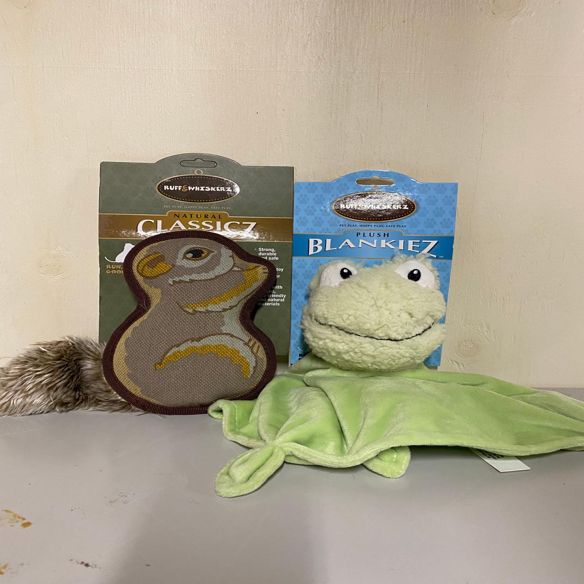 "Classicz" Durable Squirrel Dog Toy & "Blankiez" Frog Dog Toy