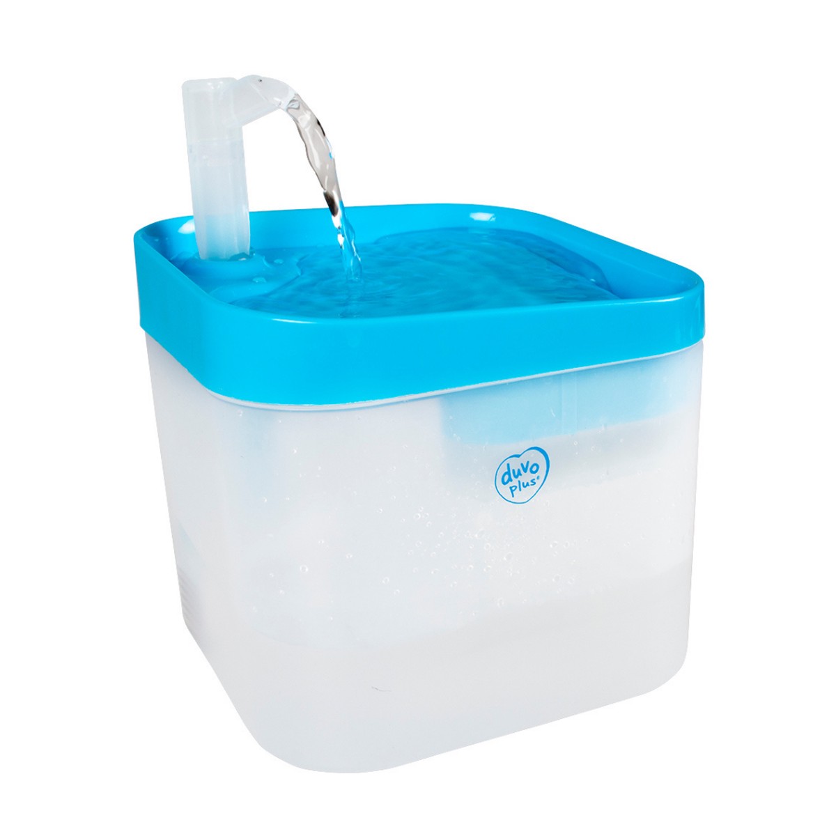 Transparent drinking fountain 16,5x16,5x21cm blue/white