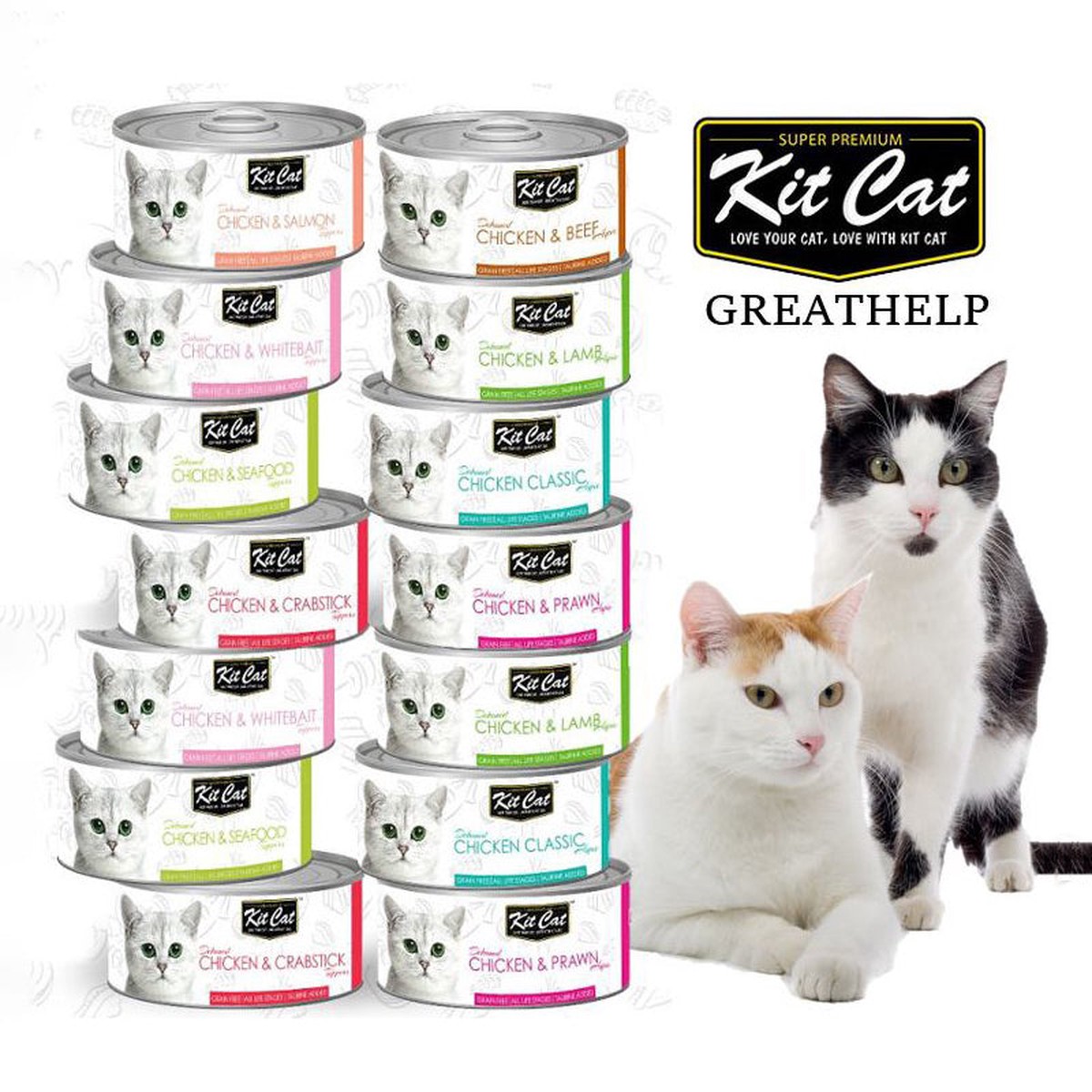 *DONATION TO MUTTS RESCUE* Kit Cat Country Fresh / Ocean Pure / Super Premium 80g x 24 cans (Assorted)
