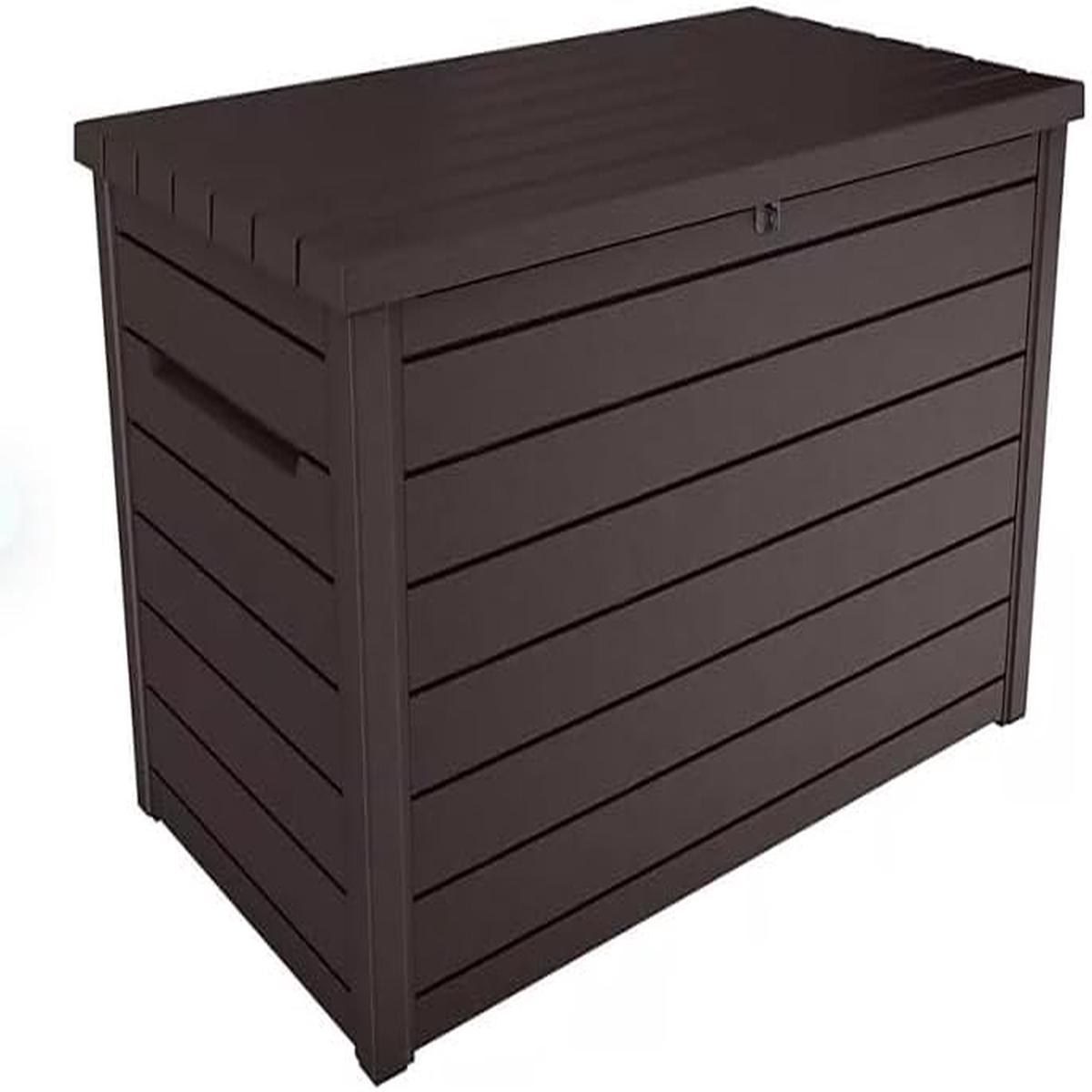 230-Gallon XXL Deck Storage Box Outdoor Patio Container (Ash Wood Brown) - Brown