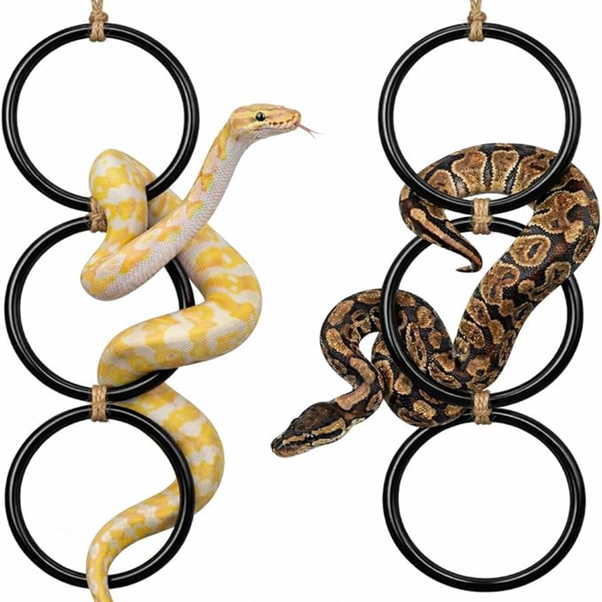 2PCS Snake Rings for Ball Python , Enrichment Toys for Corn Snake, Terrarium Cage Decor for Bearded Dragon, Chameleon, Lizard, Iguana, Parrot