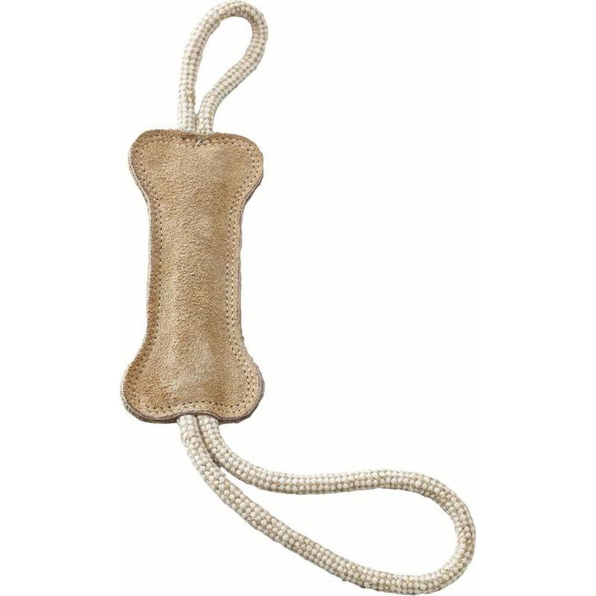 18 in. Dura-Fused Leather Bone Tug Dog Toy