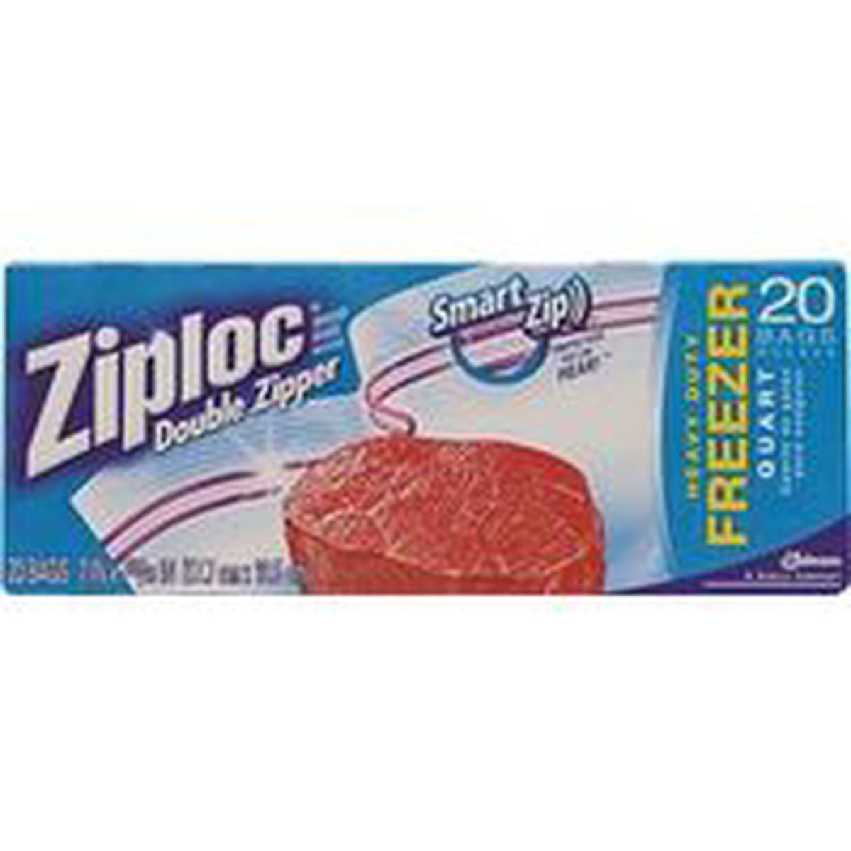 Ziploc 00388 Series Freezer Bag, Zipper Closure, 1 Qt Capacity, 19/PK (388)
